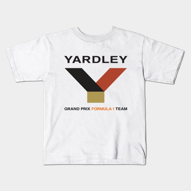 Yardley Grand Prix Formula 1 Team 1971-74 F1 logo - BRM, McLaren, Jo Siffert, Peter Revson, Denny Hulme, Jody Sheckter, Kids T-Shirt by retropetrol